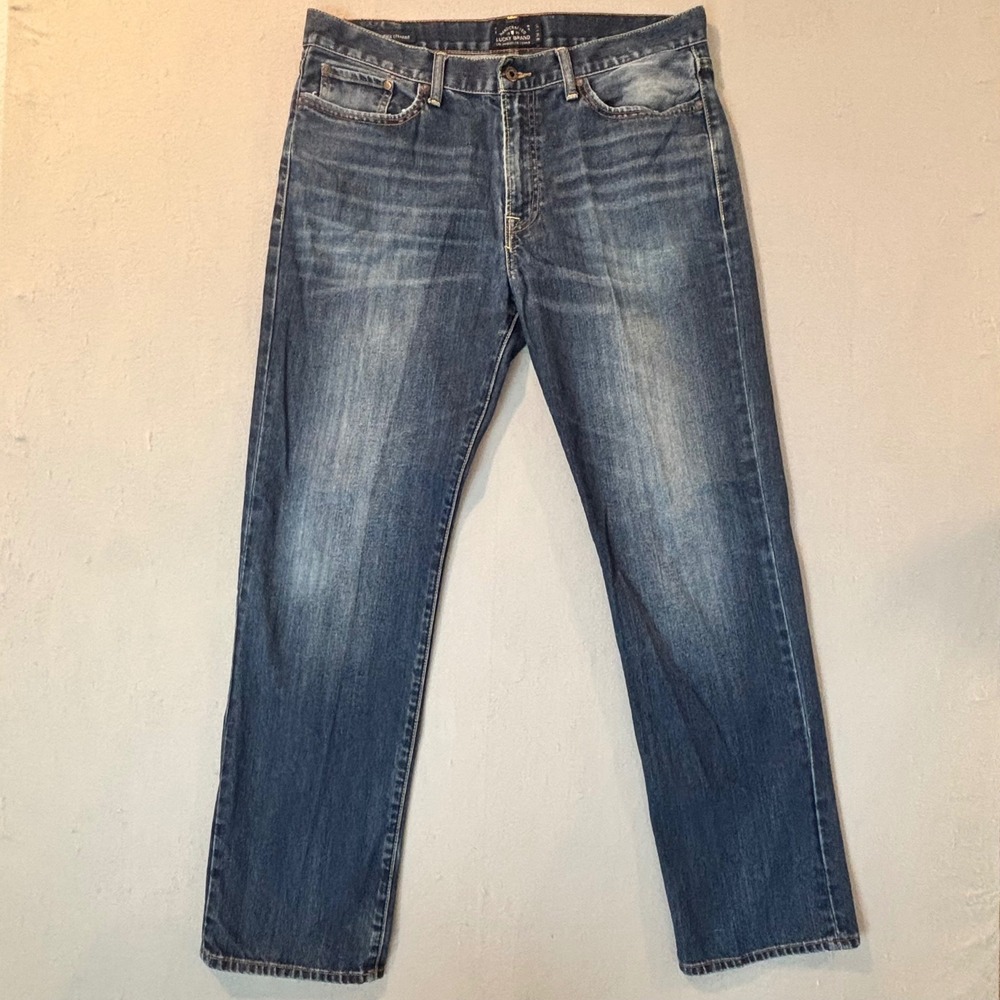 Lucky Brand Vintage Straight Mens Blue Denim Jeans 36x32 Medium Wash